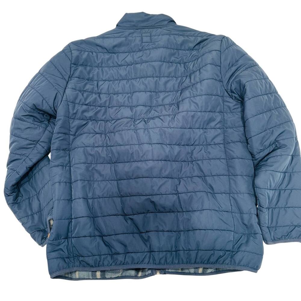 Voyager Mens XXL Quilted Puffer Jacket Navy Plaid Fleece Lined Full Zip Warm - Picture 6 of 6
